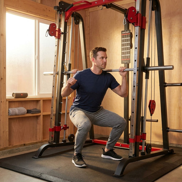 Functional Smith Machine Built for Versatile Workouts, Dual Pulley Columns, Pull-Up Station, 11-Gauge Steel