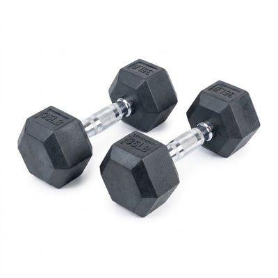 Hex Dumbbell Engineered for Serious Training, 35 lb Cast Iron, Rubber Coating, Knurled Steel Handle