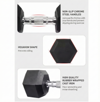Hex Dumbbell Engineered for Serious Training, 35 lb Cast Iron, Rubber Coating, Knurled Steel Handle
