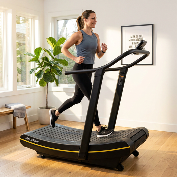 Manual Treadmill Designed for High-Intensity Training, Curved Self-Powered Deck, Digital Monitor, Compact Design